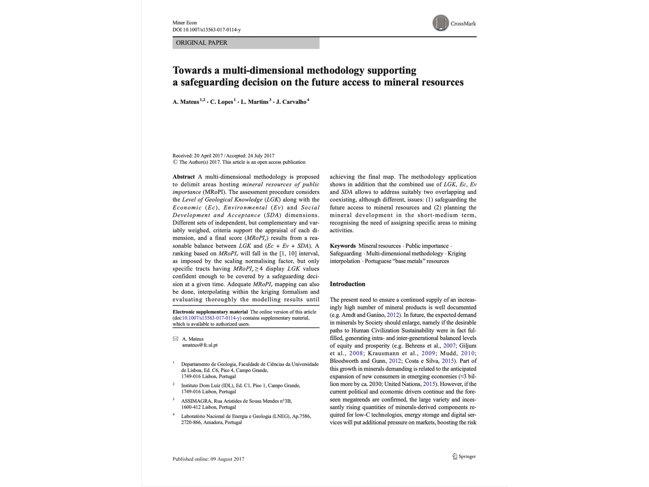 Towards a multi-dimensional methodology supporting a safeguarding decision on the future access to mineral resources