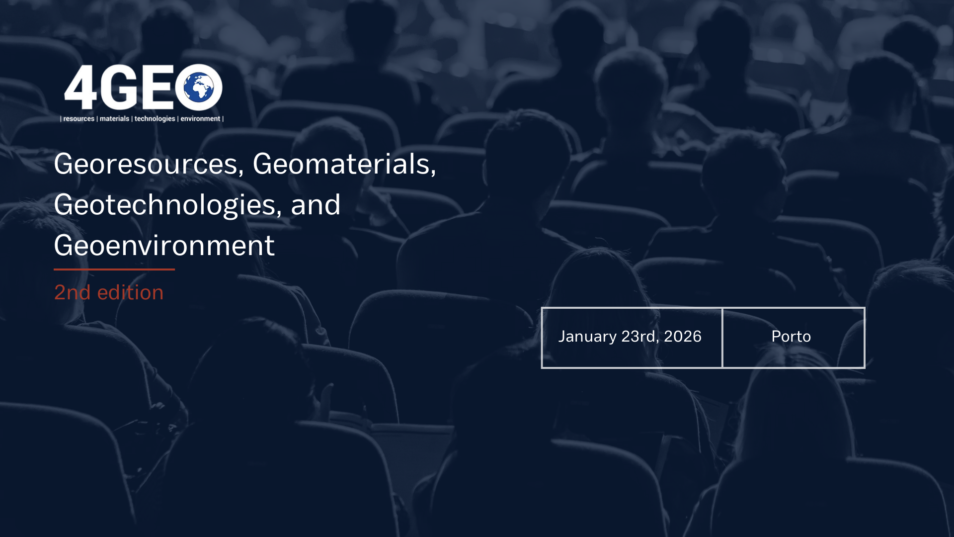 4GEO – 2ª edição da Conferência sobre Georecursos, Geomateriais, Geotecnologias e Geoambiente