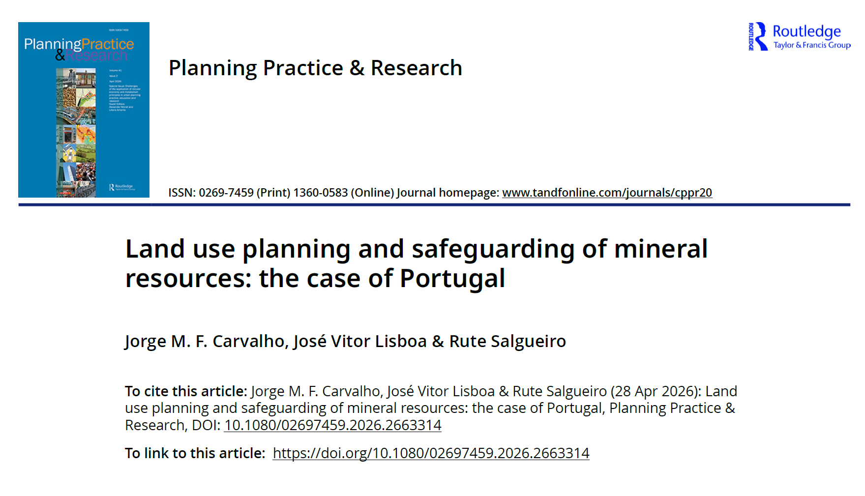 Land use planning and safeguarding of mineral resources: the case of Portugal