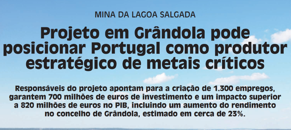 Mina da Lagoa Salgada – Projeto em Grândola pode posicionar Portugal como produtor estratégico de metais críticos